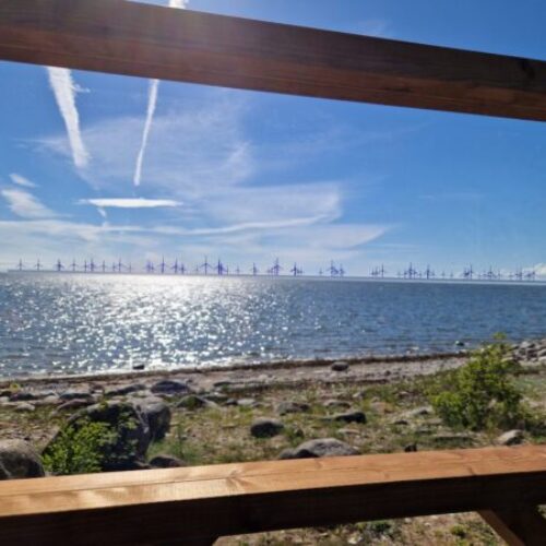 A transparent overlay that helps visualize offshore wind farm was installed near Kihnu lighthouse