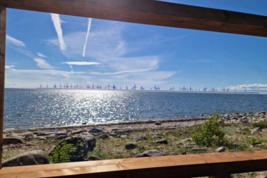 A transparent overlay that helps visualize offshore wind farm was installed near Kihnu lighthouse